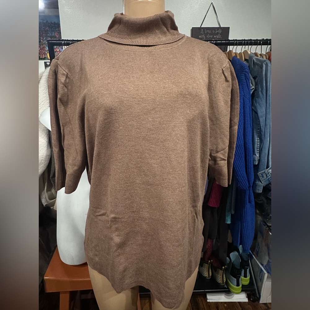 Alfani Women's Tan Shirt Sleeve Sweater Top